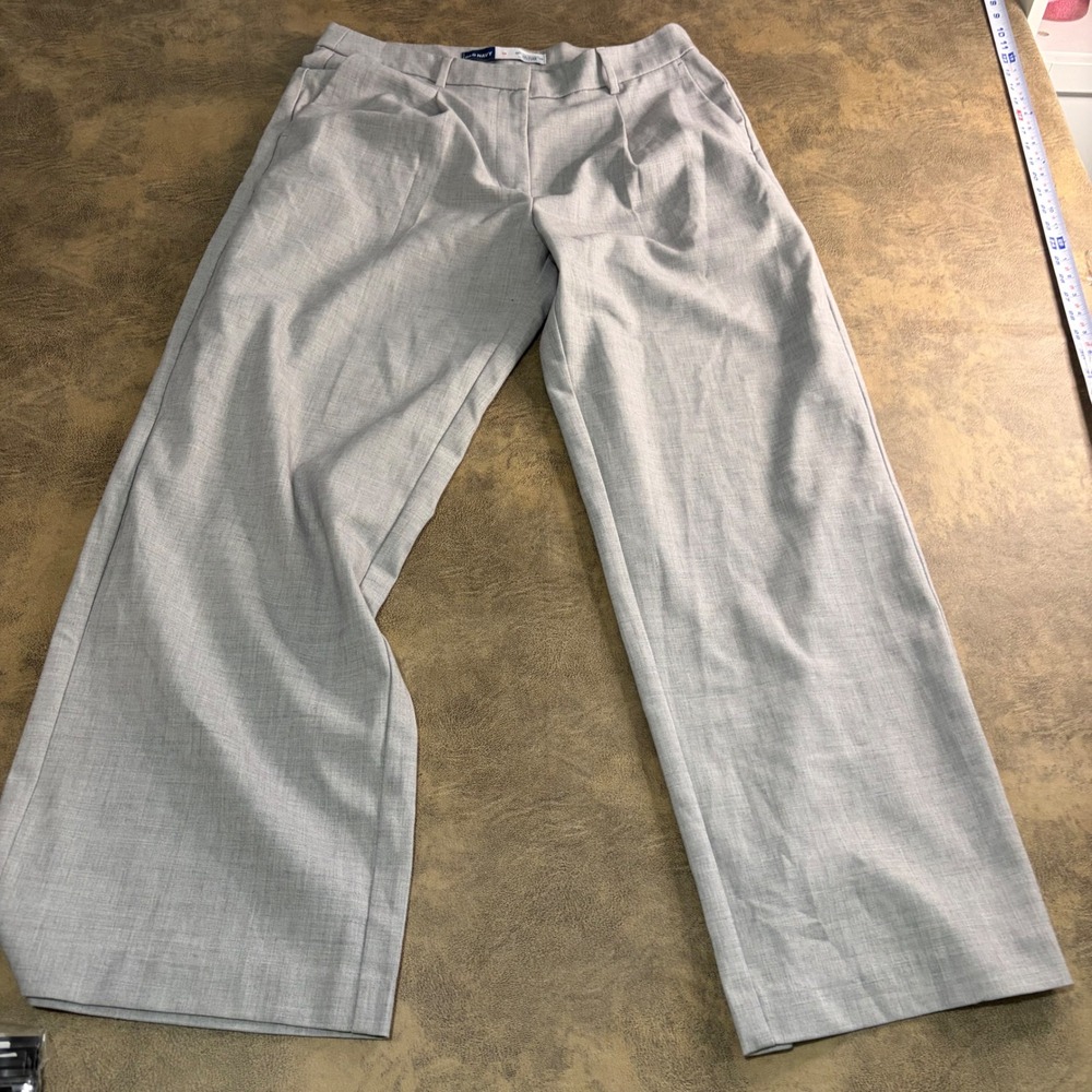 Old Navy Taylor Wide Leg Trouser Womens 12 Gray Extra High Rise Pleat Adjustable